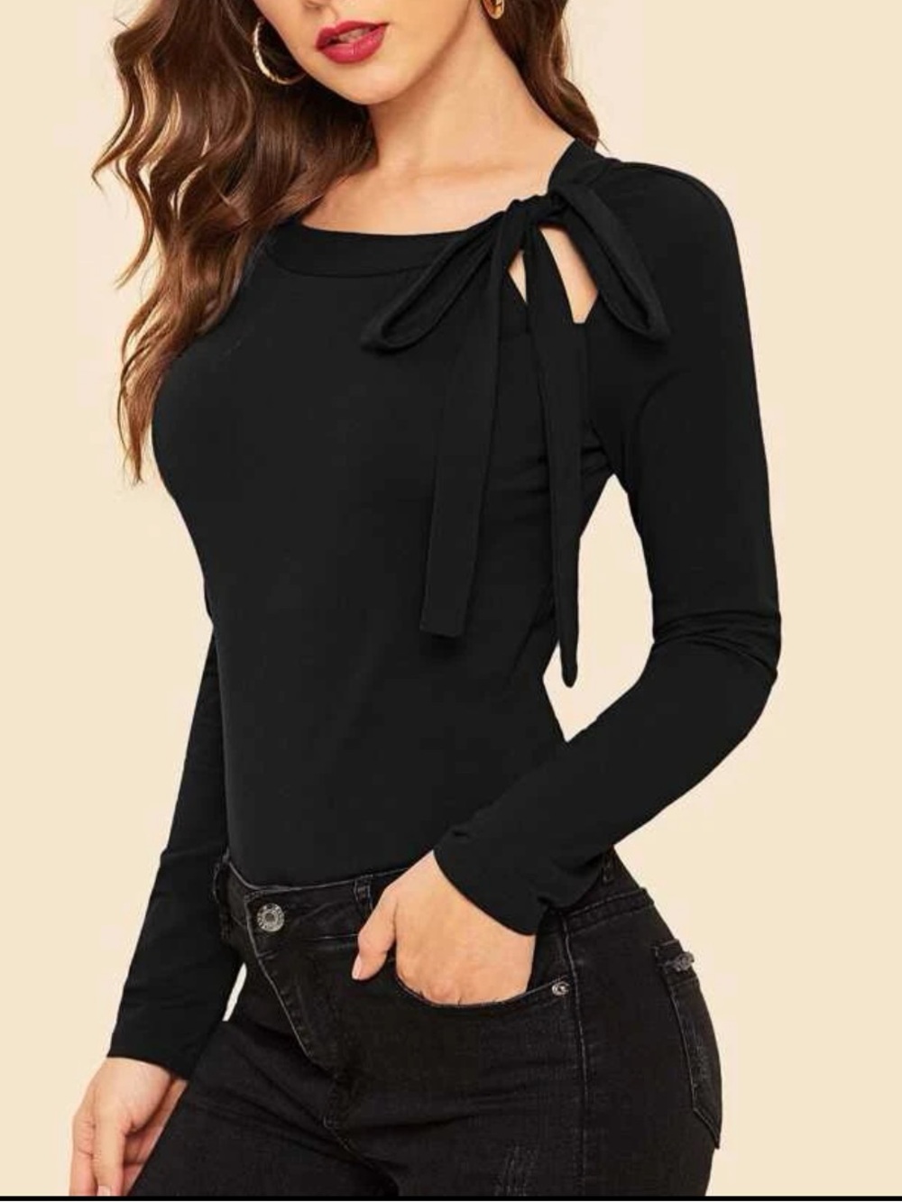 Blouse 🖤Tie Accent Chic Top